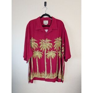 Pusser's Red Silk Hawaiian Cabana Short Sleeve Button Down Shirt Men's XXL